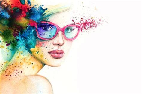 Beautiful Woman With Sunglasses Abstract Fashion Watercolor