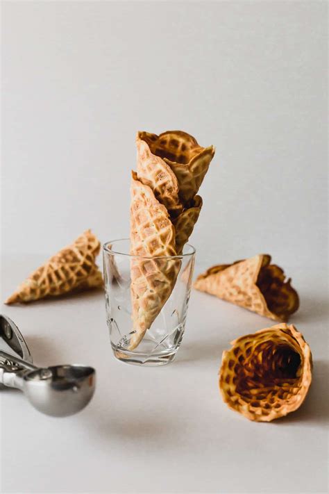 Homemade Ice Cream Waffle Cones Vanilla And Chocolate Sift Simmer