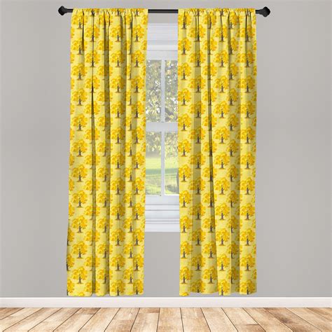 Yellow Brown Microfiber Curtains 2 Panel Set Living Room Bedroom In 3