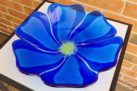 Fused Glass Flower Bowl Blue Daze Glass Art By Margot
