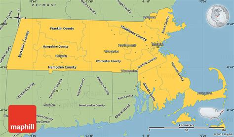 Savanna Style Simple Map Of Massachusetts