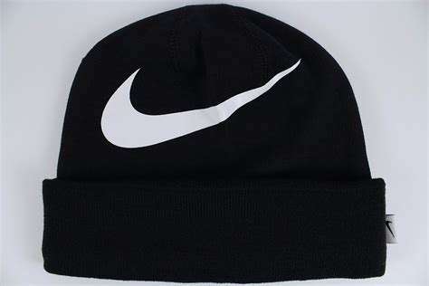 Nike Big Swoosh Cuffed Dri Fit Beanie Blackwhite Knit Hat Cap Adult