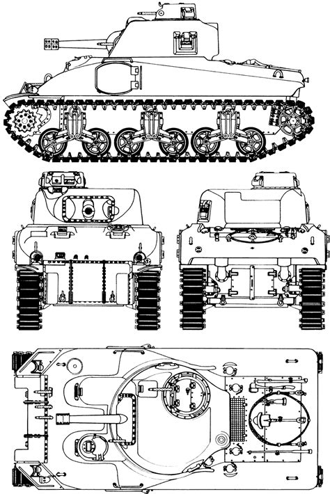 M4 Sherman Blueprint Blueprints Armored Vehicles Tank Design