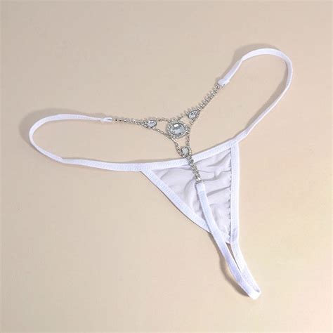 Rhinestone G String Thong With Mesh Triangle Waist 28 Etsy