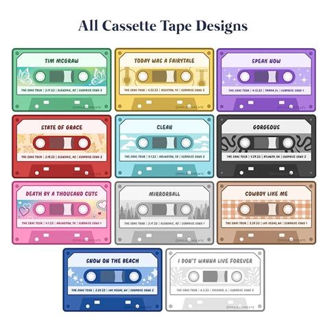 Eras Tour Surprise Song Cassette Tape Sticker Set Etsy State Of Grace