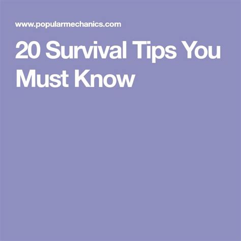 20 Survival Tips You Must Know