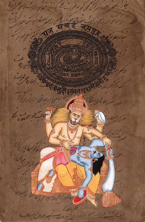 Narasimha Vishnu Avatar Hindu Deity Artwork Indian Religion Spiritual