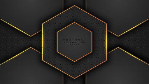 Dark 3d Hexagon Background With Orange Outlines 696865 Vector Art At