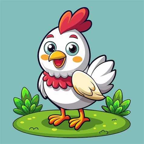 Premium Vector A Cartoon Of A Chicken With A Red Head And A Sky Blue Background