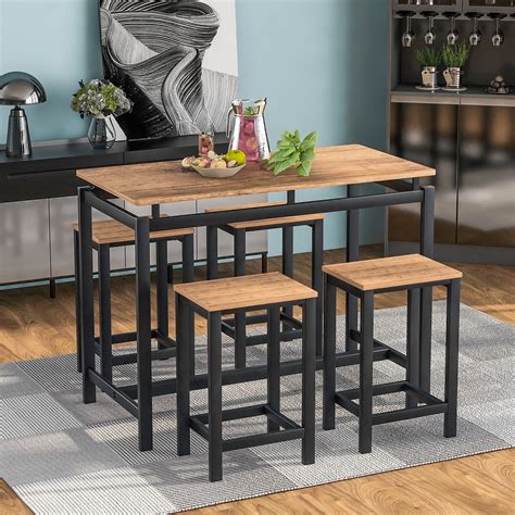 Btmway 5 Piece Kitchen Counter Height Dining Room Table And 4 Chairs