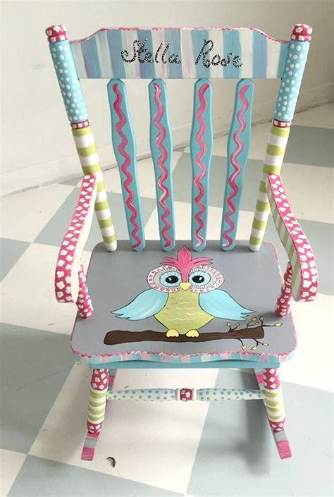 Post must contain children wearing appropriate clothing. Personalized Painted Child Rocking Chair, Owl Rocking ...