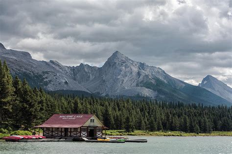 Maligne Lake And Boathouse Photograph By Dennis Kowalewski Fine Art