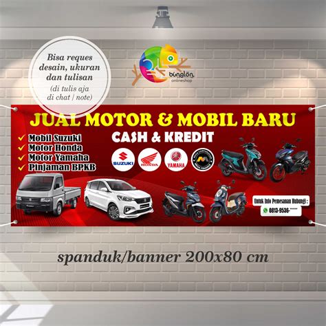 Jual Spanduk Banner Custom Showroom Jual Motor Mobil Baru Cash