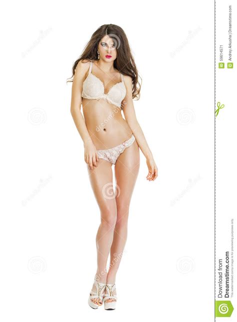 Beautiful Full Body Brunette Beauty Woman In Underwear Stock Image Image Of Pose Hair