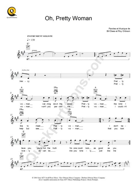 Oh Pretty Woman Leadsheet Sheet Music From Roy Orbison