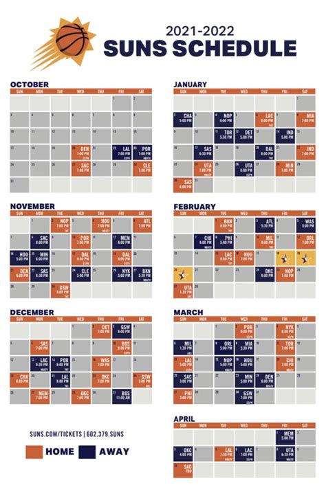 Phoenix Suns Schedule Printable