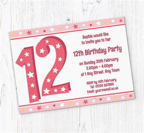 12th Stars Birthday Party Invitations Personalise Online Plus Free