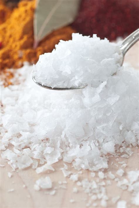 Sea Salt Flakes Stock Image Image Of Photograph Spoon 14856297