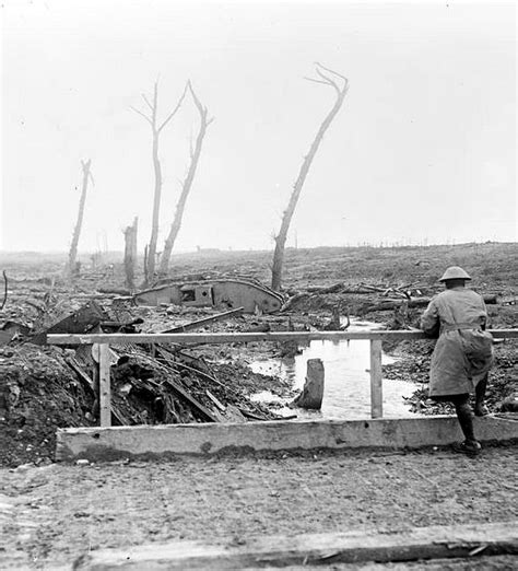 Wwi 15 Feb 1918 A Soldier Look Across Devastated Country Near Ypres