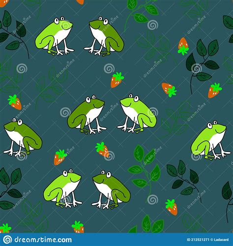 Vector Seamless Pattern With Happy Frogs Stock Vector Illustration Of