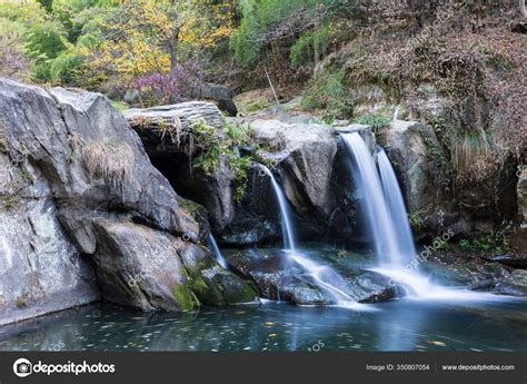 Black Dragon Pond Waterfall Lushan Mountain Autumn Landscape Stock