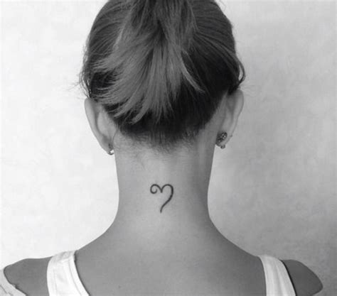 Little Heart Tattoo On The Back Of The Neck Back Of