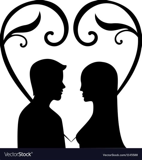 Silhouette Of A Woman And Men In Love Royalty Free Vector
