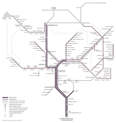 Train Route Map Of East Midlands Emr East Midlands Railway