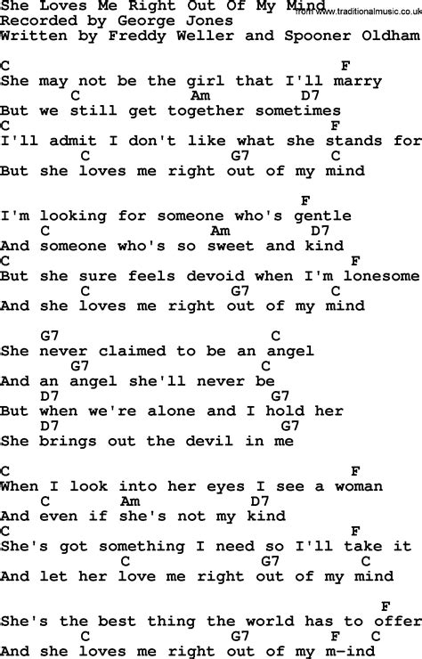 She Loves Me Right Out Of My Mind By George Jones Counrty Song Lyrics