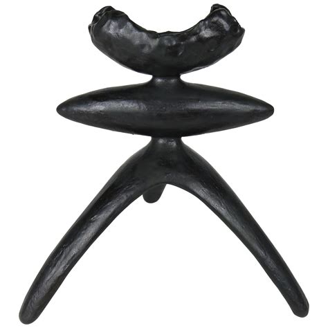 Open Curved Top Black Ceramic Totem Elliptical Center Tripod Legs