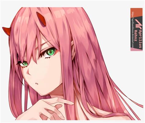 Zero Two V Pink Haired Anime Girl With Horns Transparent