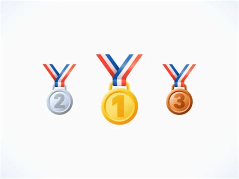 Three Gold Two Silver And One Bronze Medals With The Number 1 On Each Side