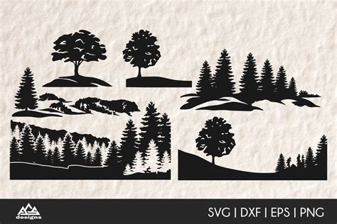 Trees On Hill Sillhoutte Svg Design By Agsdesign Thehungryjpeg
