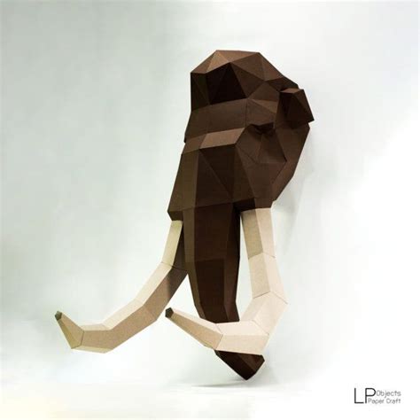 Mammoth Headmammoth Paper Mammoth Lowpoly Paper Door Lpobjects Paper