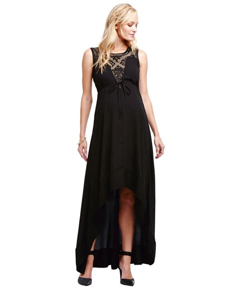 Lyst Jessica Simpson Maternity Illusion High Low Maxi Dress In Black