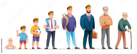 Man Life Cycle Vector Character Human Growth And Development Stages