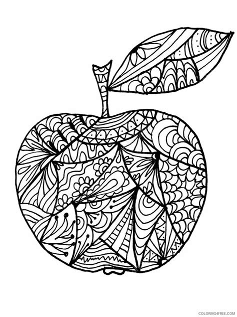 Fruit Zentangle Coloring Pages Zentangle Apple 7 Printable 2020 784