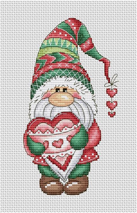 heart gnome cross stitch pattern pdf valentines day gnome gnome with
