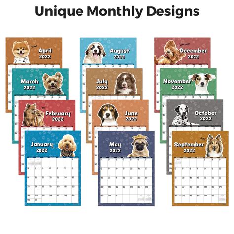 Cranbury Kids Calendar 2022 Cute Dogs 75x10 Small Wall Calendar