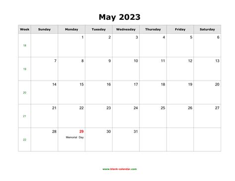 May 2023 Blank Calendar Free Download Calendar Templates