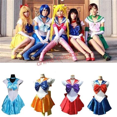 Anime Sailor Moon Cosplay Costume Uniform Fancy Party Dress With Gloves Sailor Moon Kost M