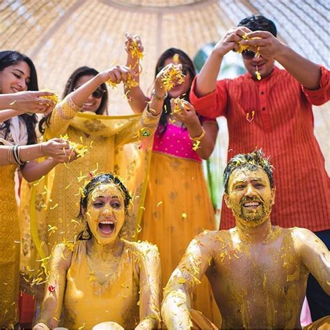 Best Haldi Ceremony Photos From Indian Weddings Shaadiwish Blog Indian Wedding Pictures