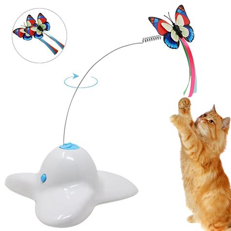 Electric Rotating Butterfly Spinning Teaser Toy Interactive Cat Toy Pet