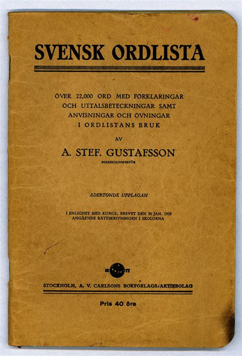 Slm 29982 Lärobok Svensk Ordlista 1931 Sörmlands Museums Samlingar