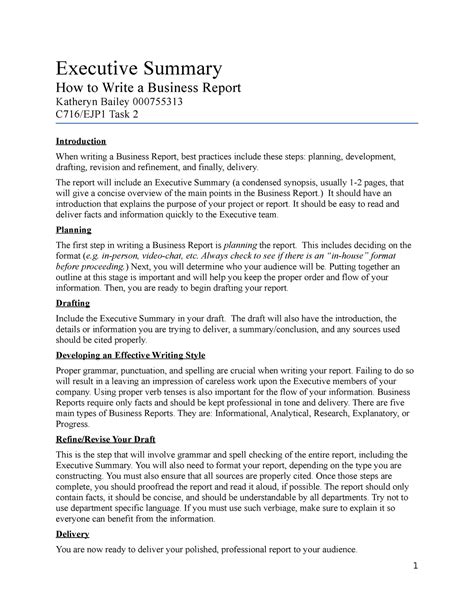 C716 Business Comm Executive Summary Katheryn Bailey Ejp1 Task 2