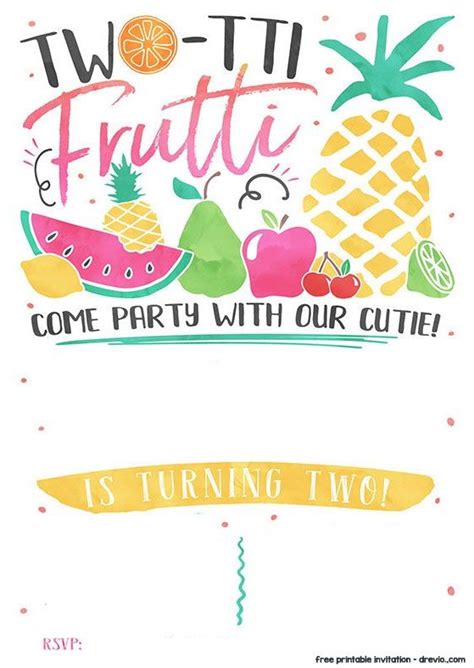 Free Printable Two Tti Frutti Invitation Template 2nd Birthday Party