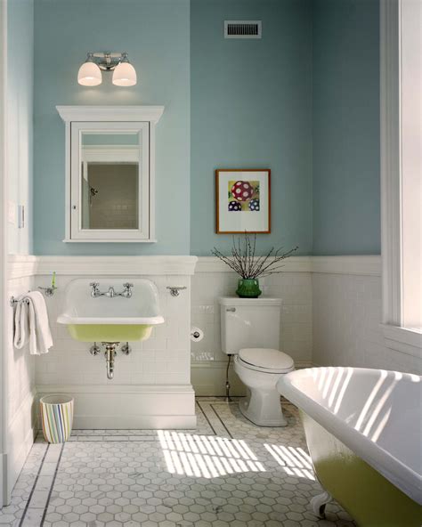Denim blue bathroom color schemes the rose pink tile is trendy in the traditional households. Cool utility sink cabinet in Bathroom Traditional with ...