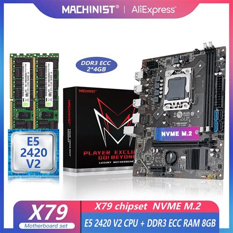 Machinista X79 Kit Placa Mãe Lga 1356 Com Xeon E5 2420 V2 Processador Cpu 8gb 2 4gb Ddr3 Ecc