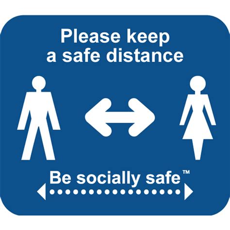 Please Keep A Safe Distance Label Self Adhesive Vinyl Laminated Blue
