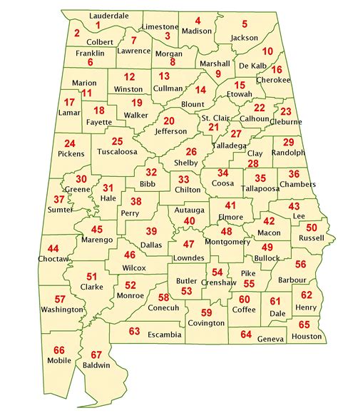 Map Of Alabama Counties With Names